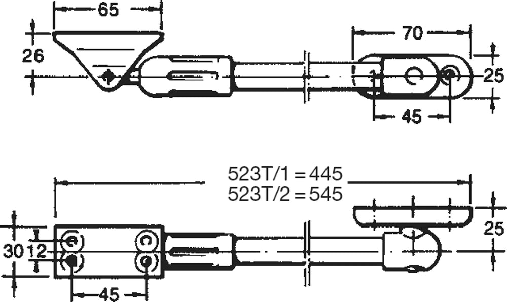 523-T dörrbroms måttskiss