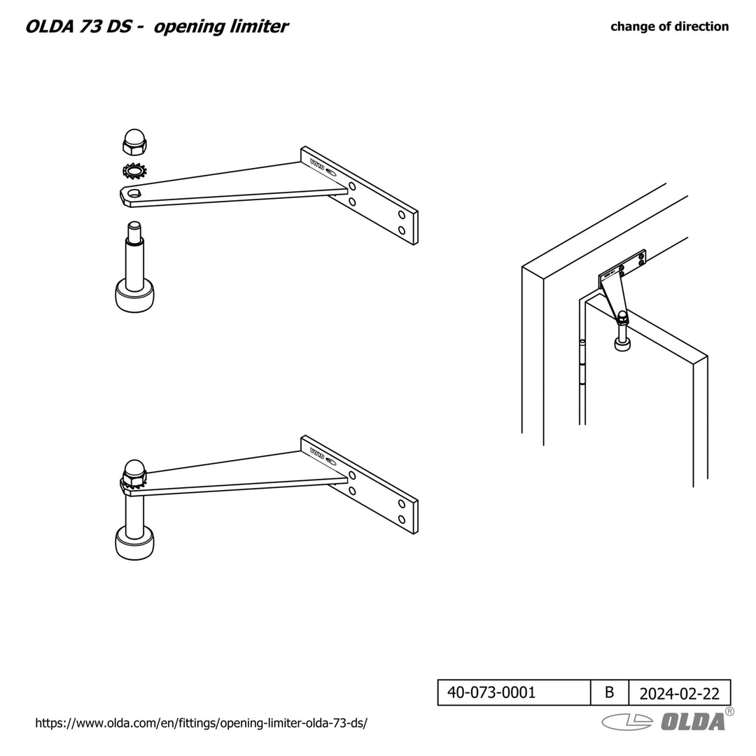 Ändra håll dörrstopp OLDA 73