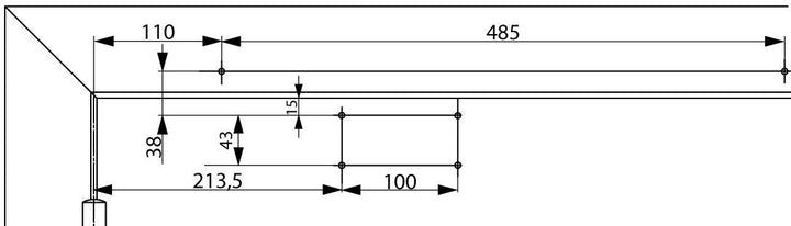 DC700 dörrmontering gångjärnssidan måttskiss