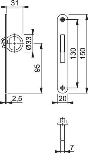 Måttskiss kanthandtag 499
