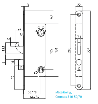 Måttskiss låshus 310