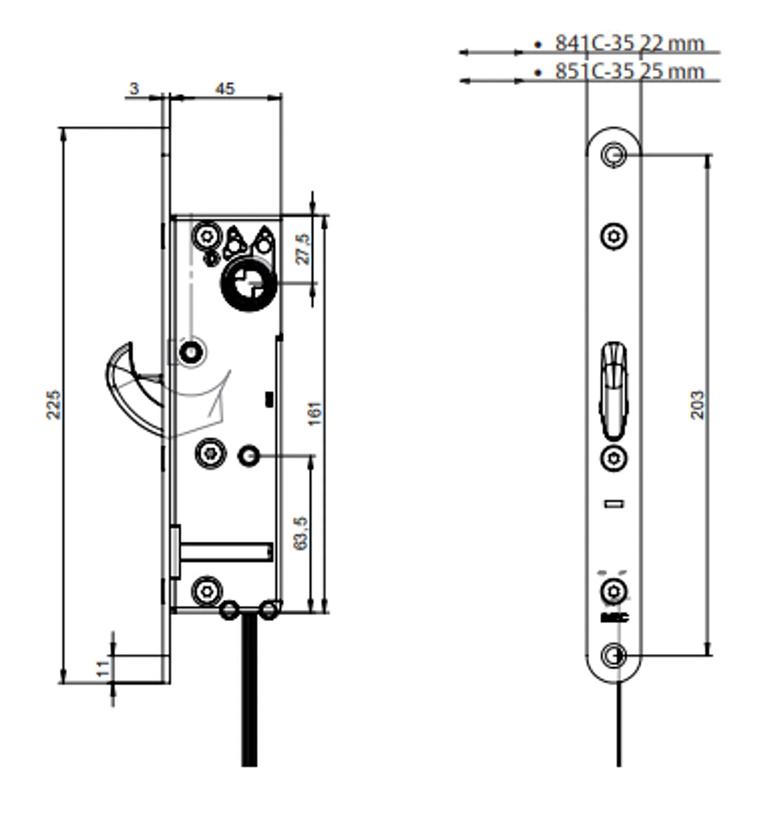 Måttskiss 841C-35- 851C-35