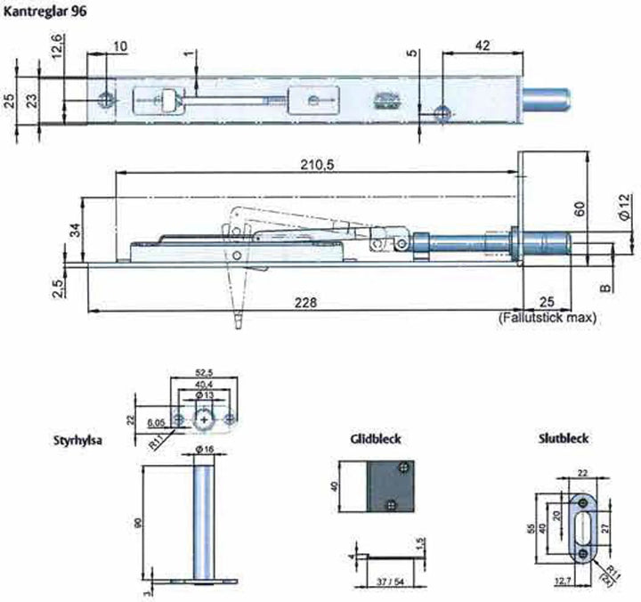 Måttskiss ASSA kantregel 96