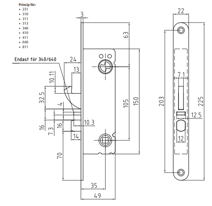 Måttskiss Connect 35 hakregel