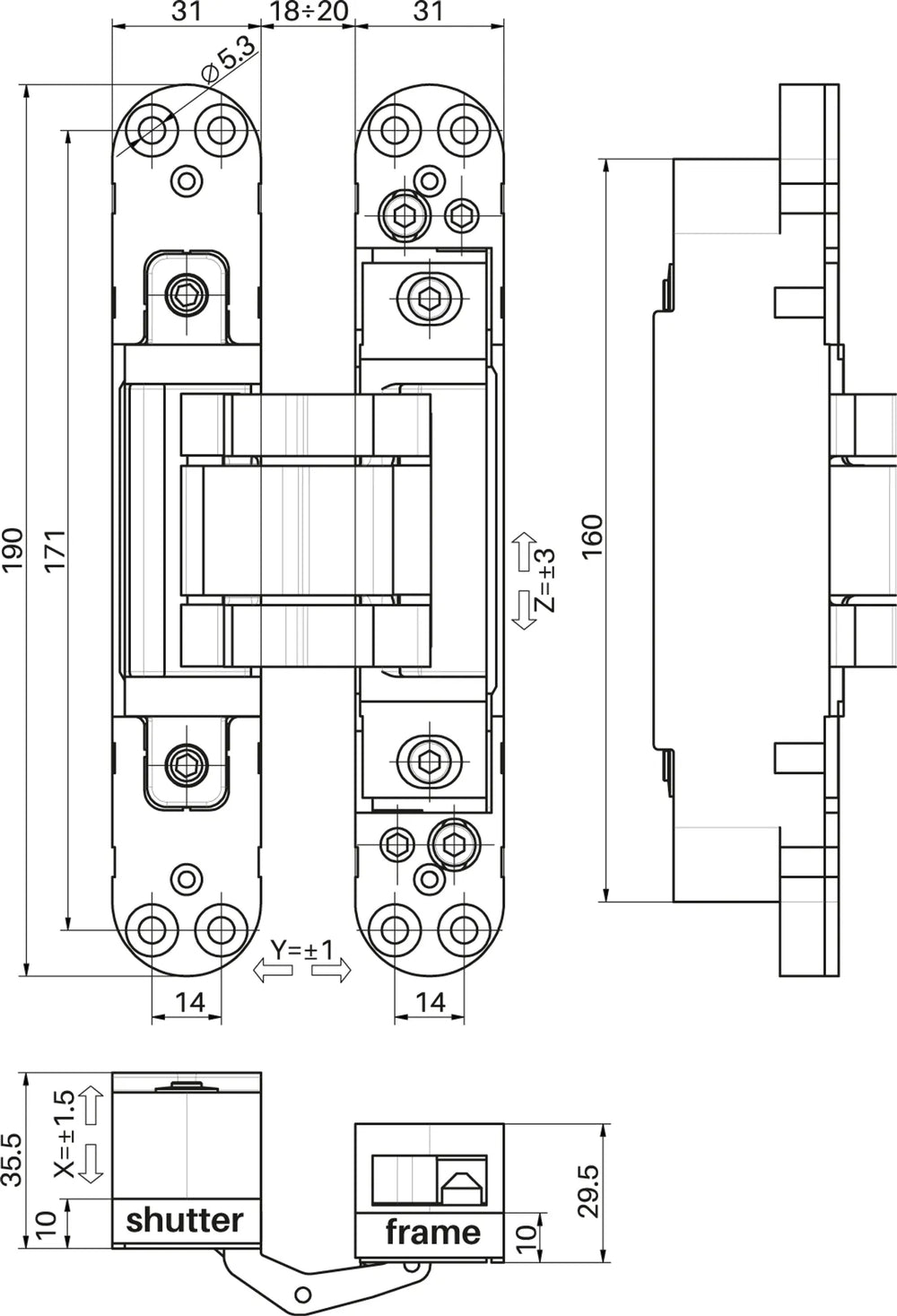 Måttskiss IN310190-3D-120 kg