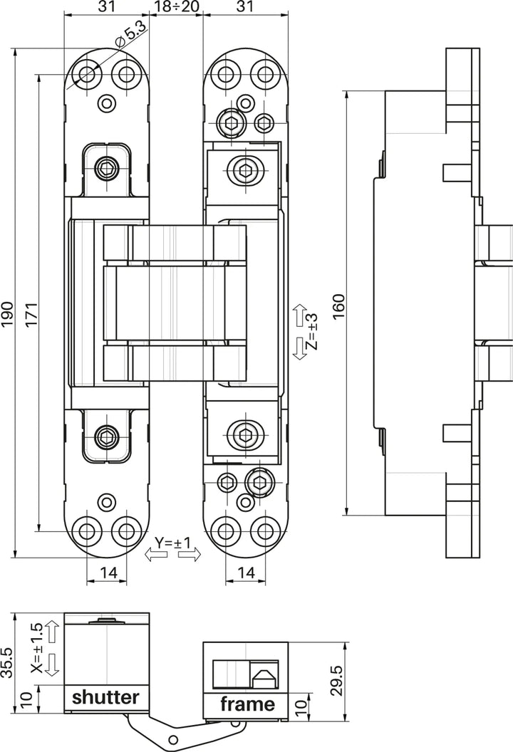 Måttskiss IN310190-3D-120 kg