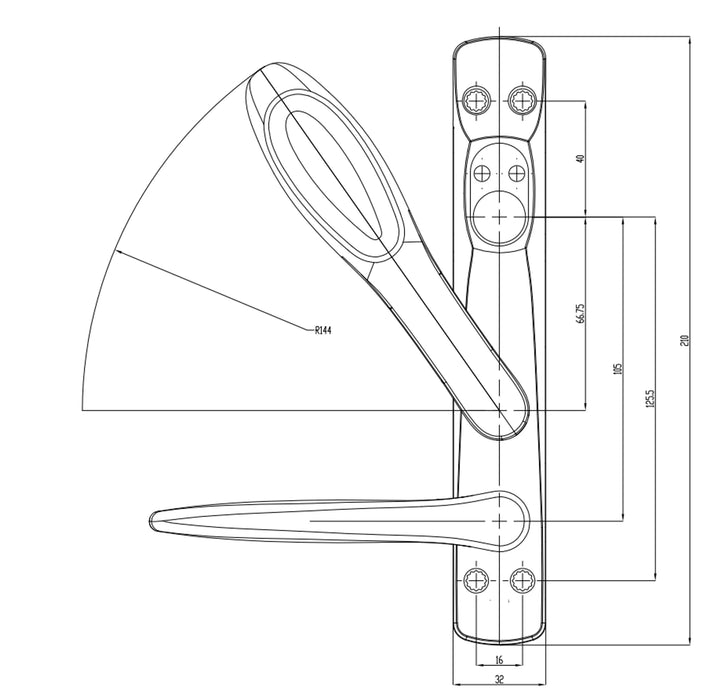 Måttskiss Nödutrymningsbeslag 179A S4