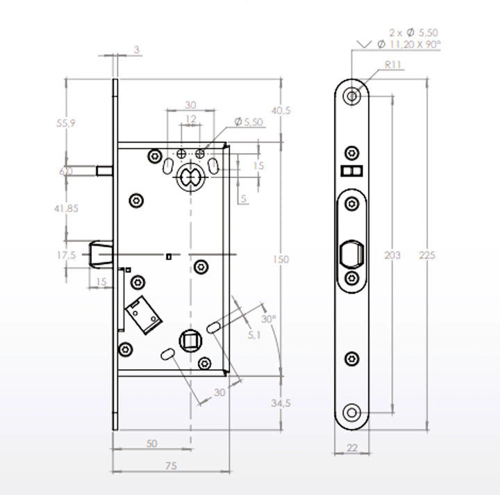 Måttskiss SL620- Modern