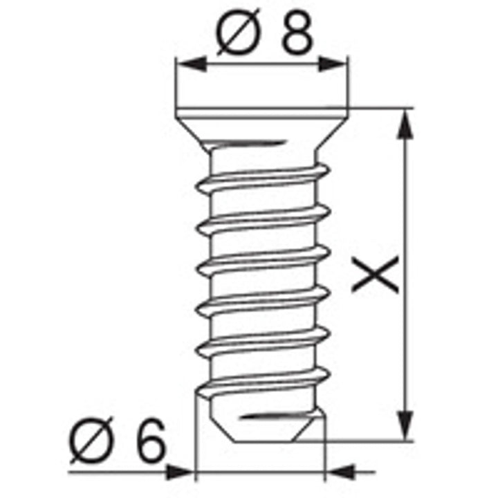 Måttskiss Spånplatteskruv 6 x14,5
