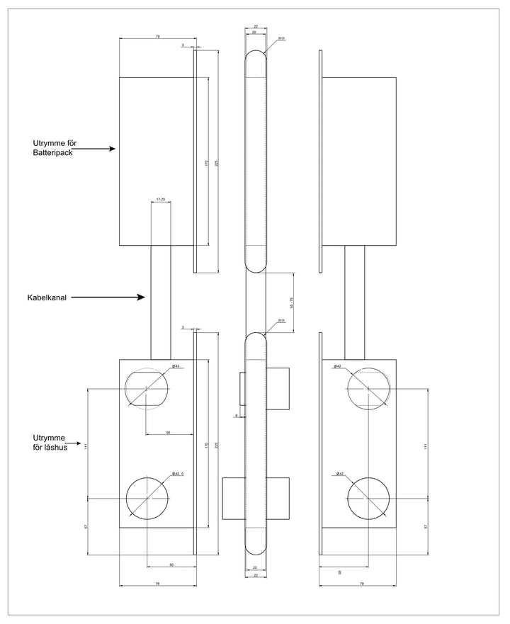 Måttskiss Yale Durus.