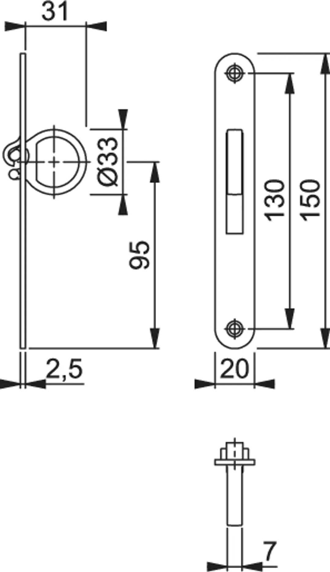 Måttskiss kanthandtag 499