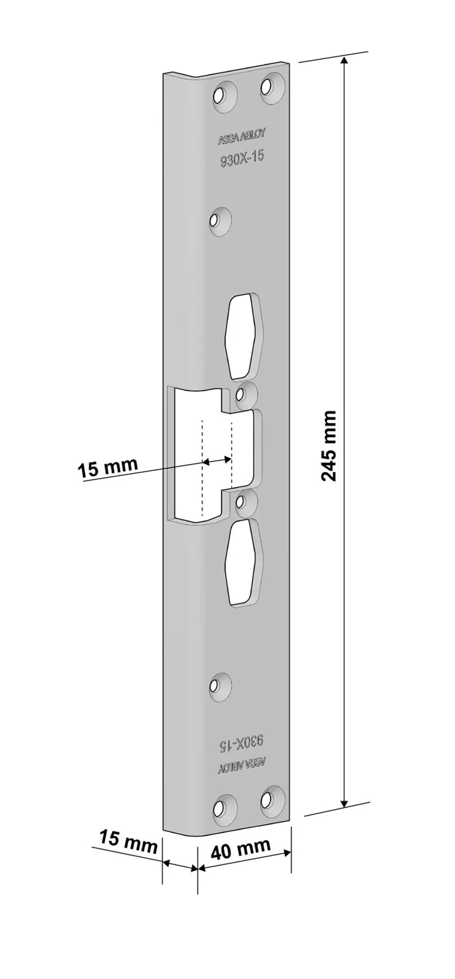 Måttskiss monteringsstolpe 930X-15.