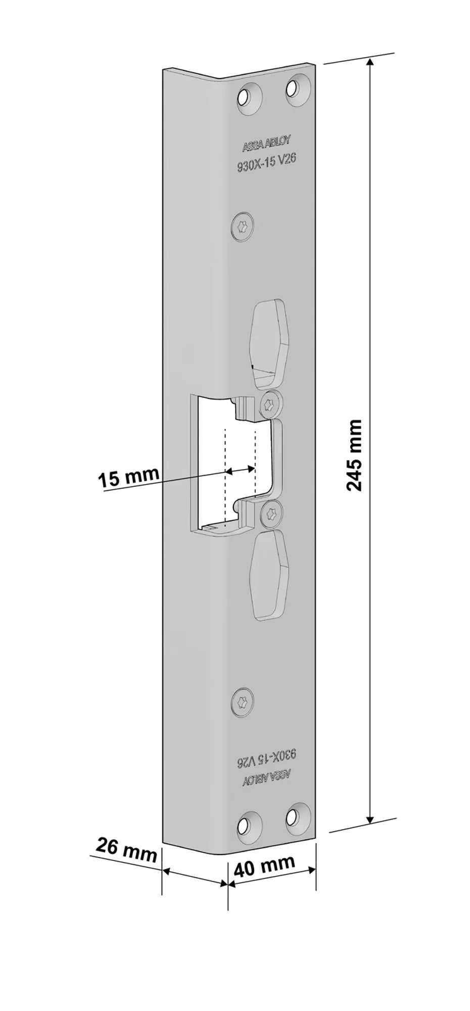 Måttskiss monteringsstolpe 930X-26