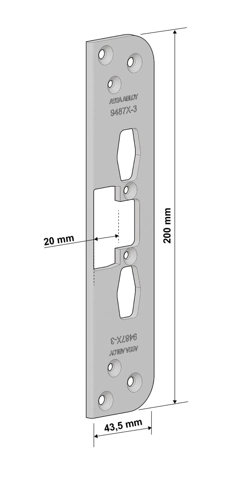 Måttskiss monteringsstolpe 9487X-3