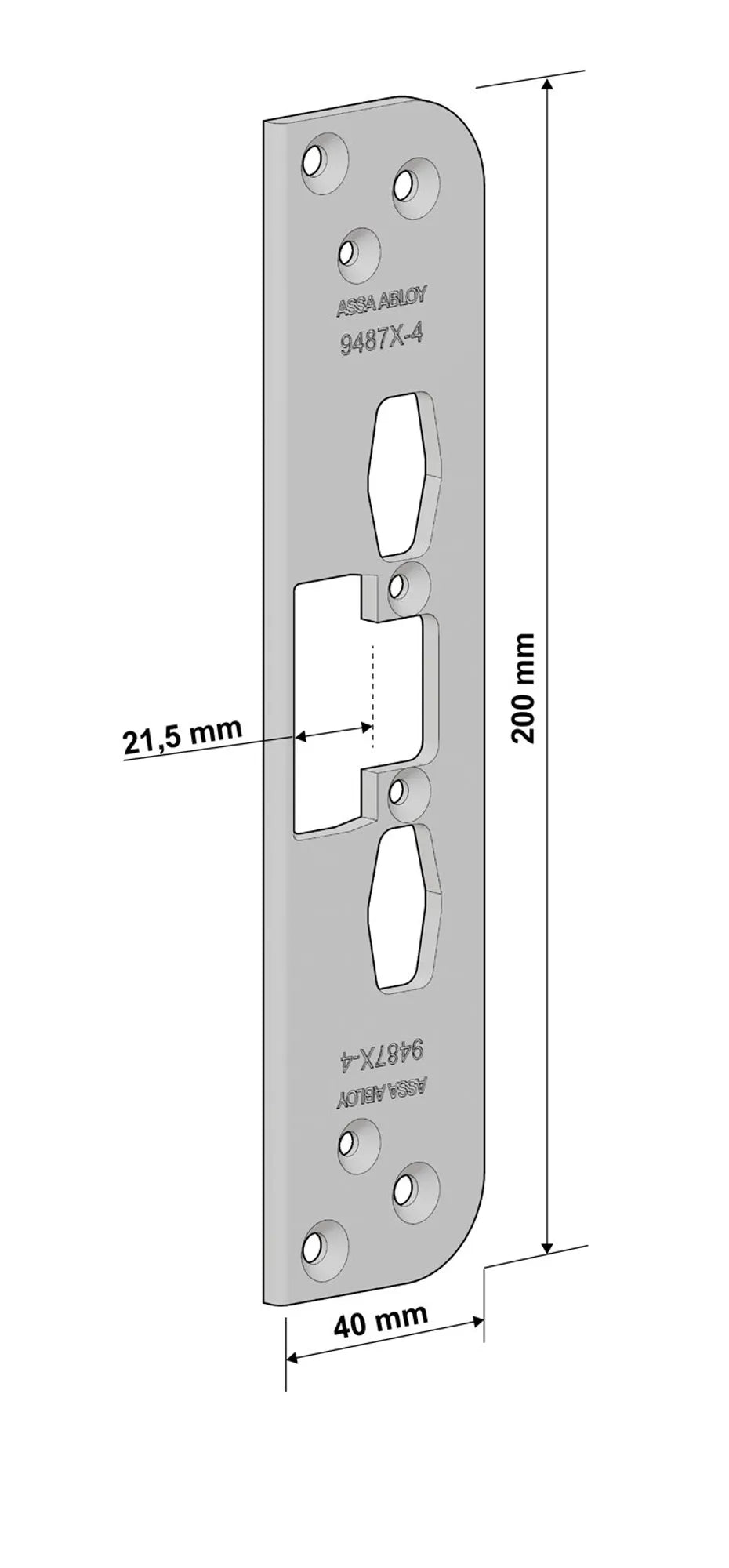 Måttskiss monteringsstolpe 9487X-4