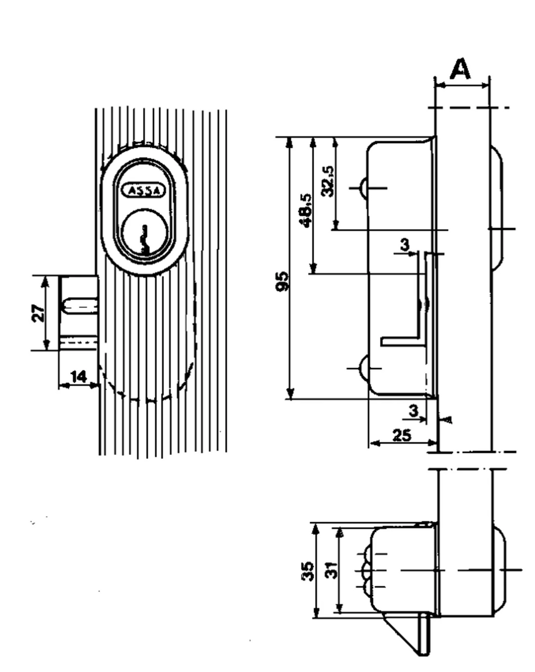 Måttskiss skåplås 1592