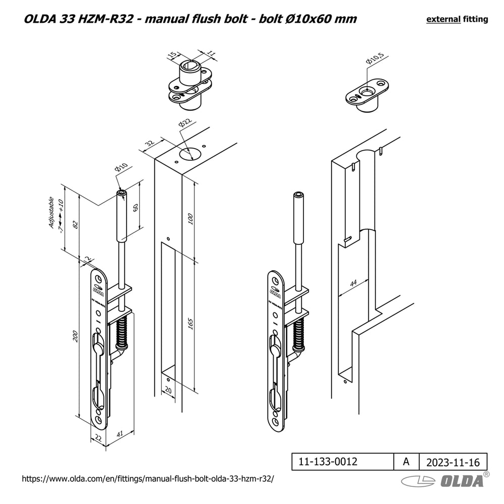 Montering OLDA-33-HZM-R32 external fitting