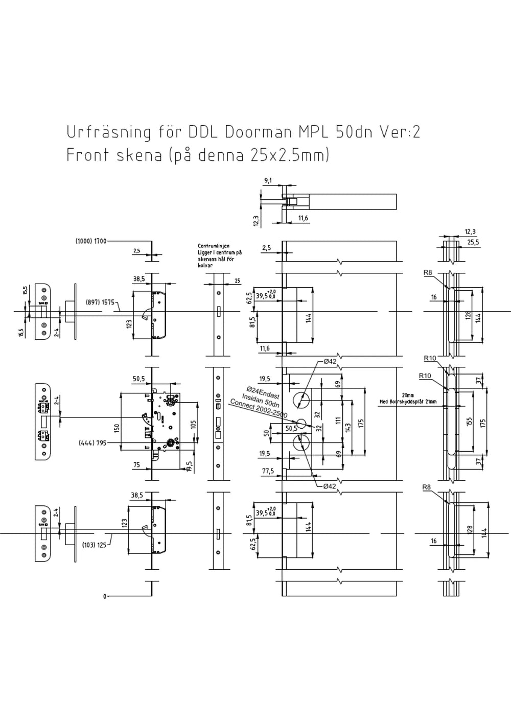 Urfräsning MPL Doorman (25x25 skena)