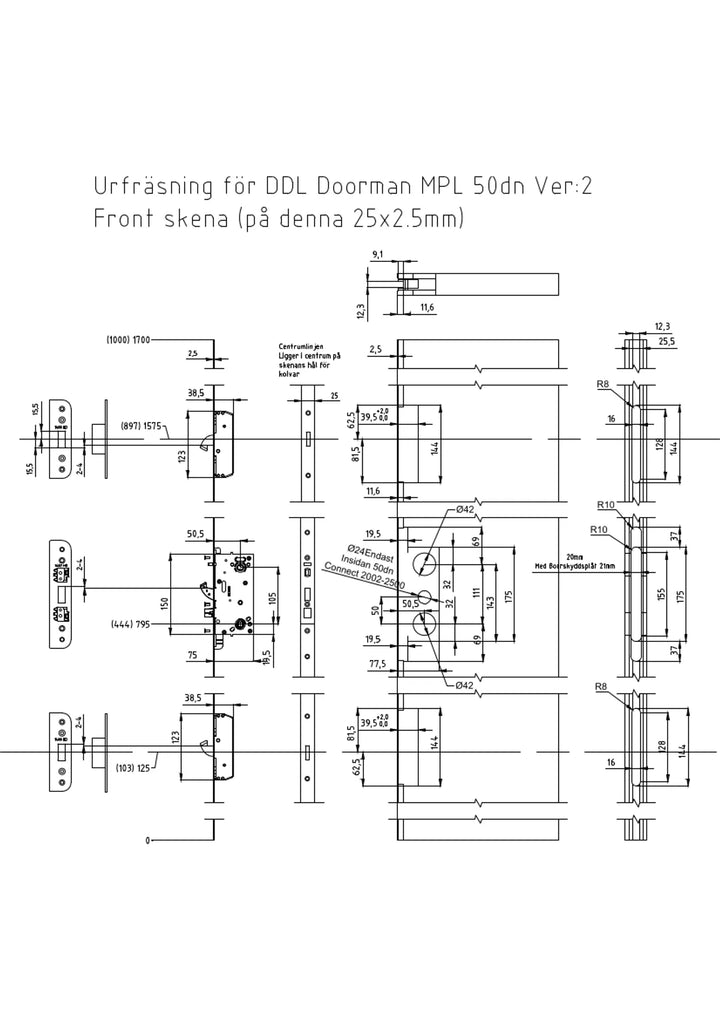 Urfräsning MPL Doorman (25x25 skena)